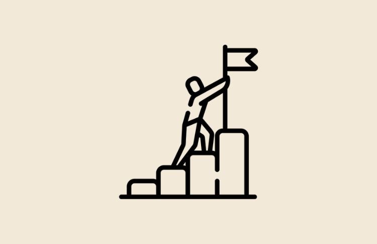 Icono que representa levantarse después de una caída como símbolo de éxito